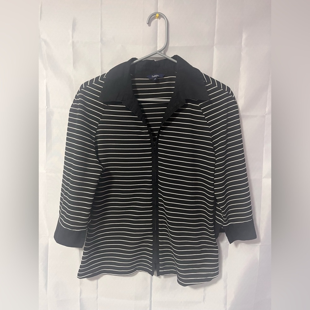 Reitmans Black & White Striped Knit Shirt